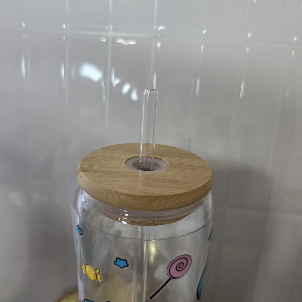 Labubu Cute Shark Glass Tumbler with Straw 16oz
